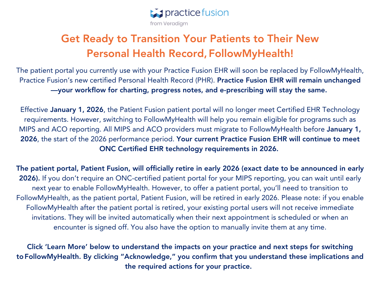 PF FMH Migration - December 2025 Admin LI