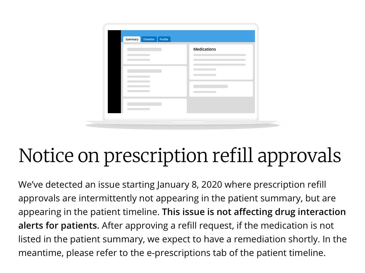 Notice on prescription refill approvals