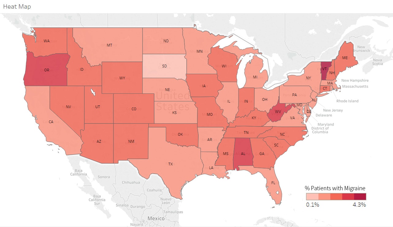 Migraine United States Heat Map